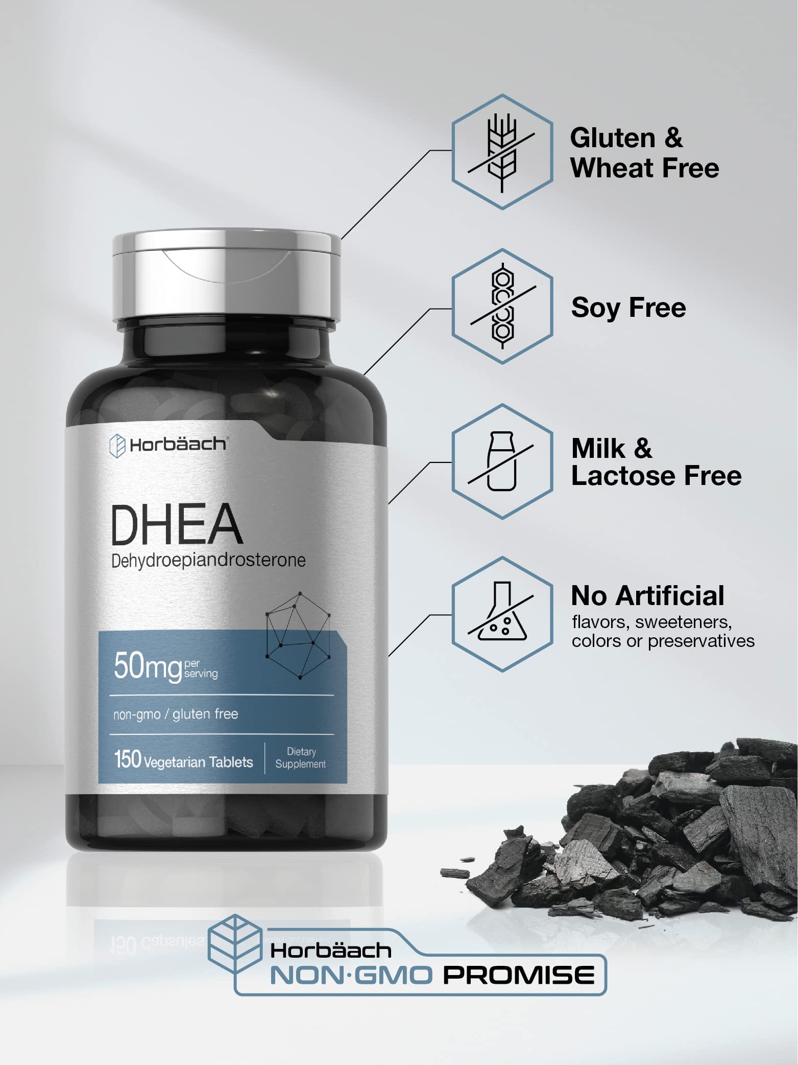 DHEA 50mg 150 Tablets | Non-GMO, Gluten Free Supplement | by Horbaach HorbäachAu supplements