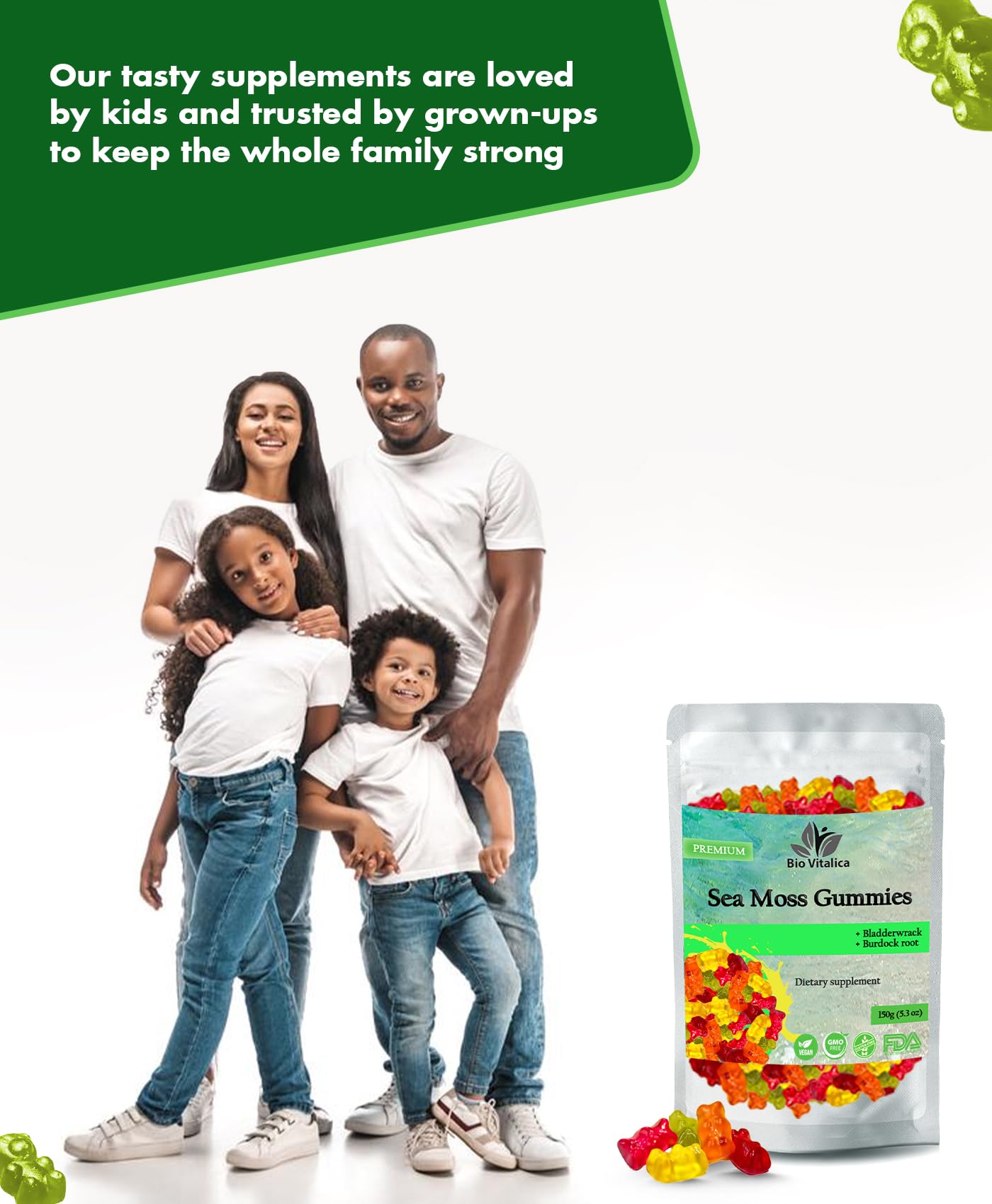 BIO VITALICA Sea Moss Gummies – with Bladderwrack & Burdock Root – Wildcrafted Gel + Powder – Vegan, Keto, Non-GMO, Gluten-Free – Fruity Mineral-Rich Gummies – 50 Count (3 Pack) BIO VITALICAAu supplements