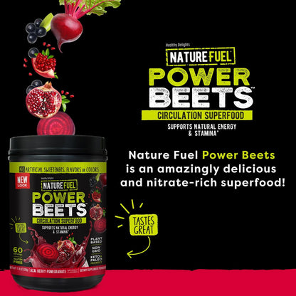 Nature Fuel Power Beets Powder, Delicious Acai Berry Pomegranate, Concentrated Superfood Healthy DelightsUS supplements