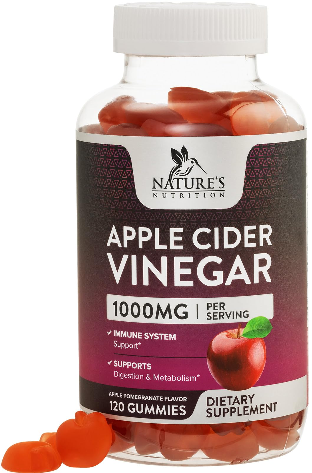 Nature's Nutrition Apple Vinegar Gummy for Weight Loss 1000mg - Vegan Apple Cider Vinegar Nature's NutritionUS supplements