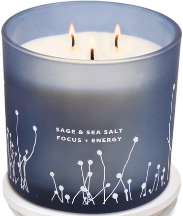 White Sage Sea Salt 3 Wick Candle 14.5 oz | Sage Candles for Cleansing House | Large Soy Candles GIFTAWAYAu supplements