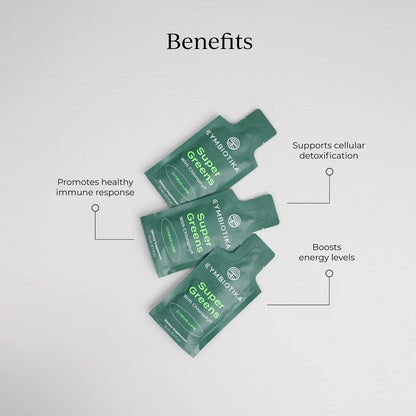 CYMBIOTIKA Super Greens Supplement with Chlorophyll, Spirulina, Daily Vegan Superfood Packets for Digestive Gut Health, Detox, Energy and Immune Support, Citrus Lime Flavor, 15 mL Pouches, 30 Pack CYMBIOTIKAUS supplements
