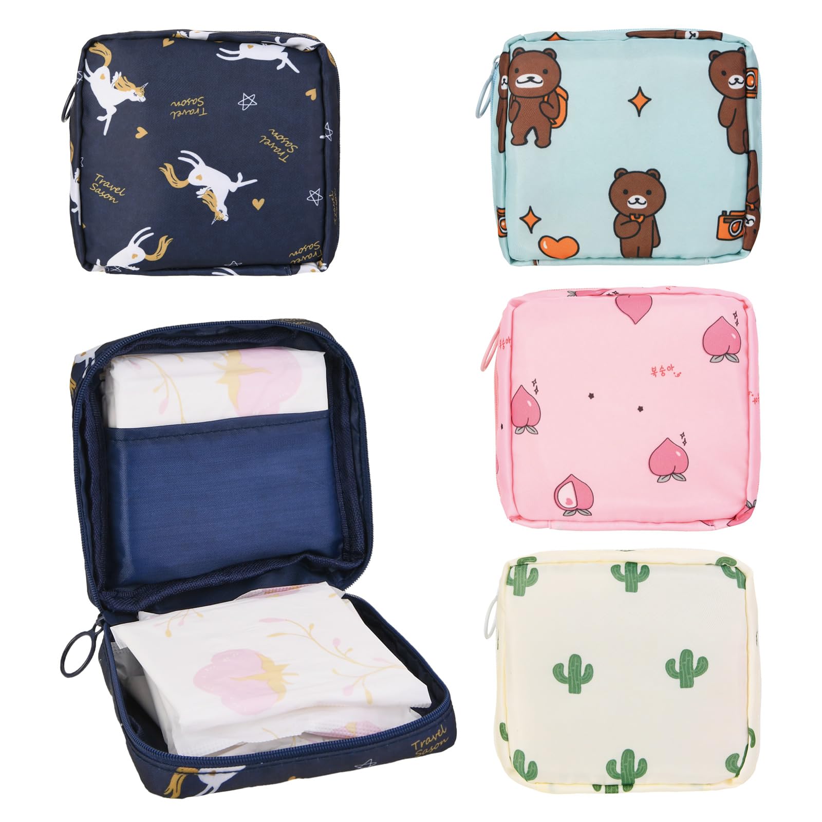 4Pcs Period Bag, Sanitary Pad Storage Bag Samll Period Pouch for Purse Cute Menstrual Period Bag AsterAu supplements