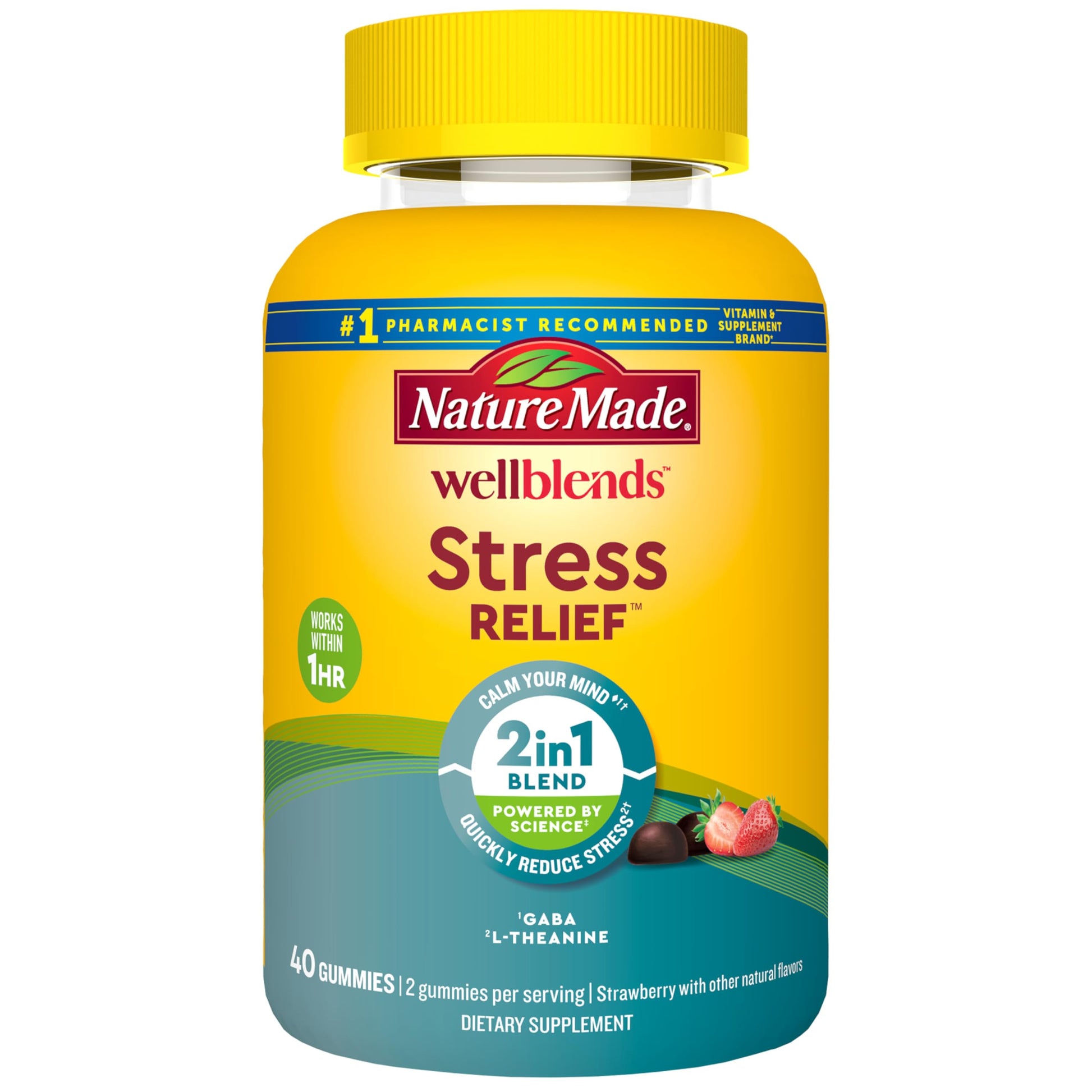 Nature Made Wellblends Stress Relief Gummies, L theanine 200mg to Help Reduce Stress, with GABA 100mg, Same Day Stress Support, 40 Strawberry Flavor Gummies Nature MadeAu supplements