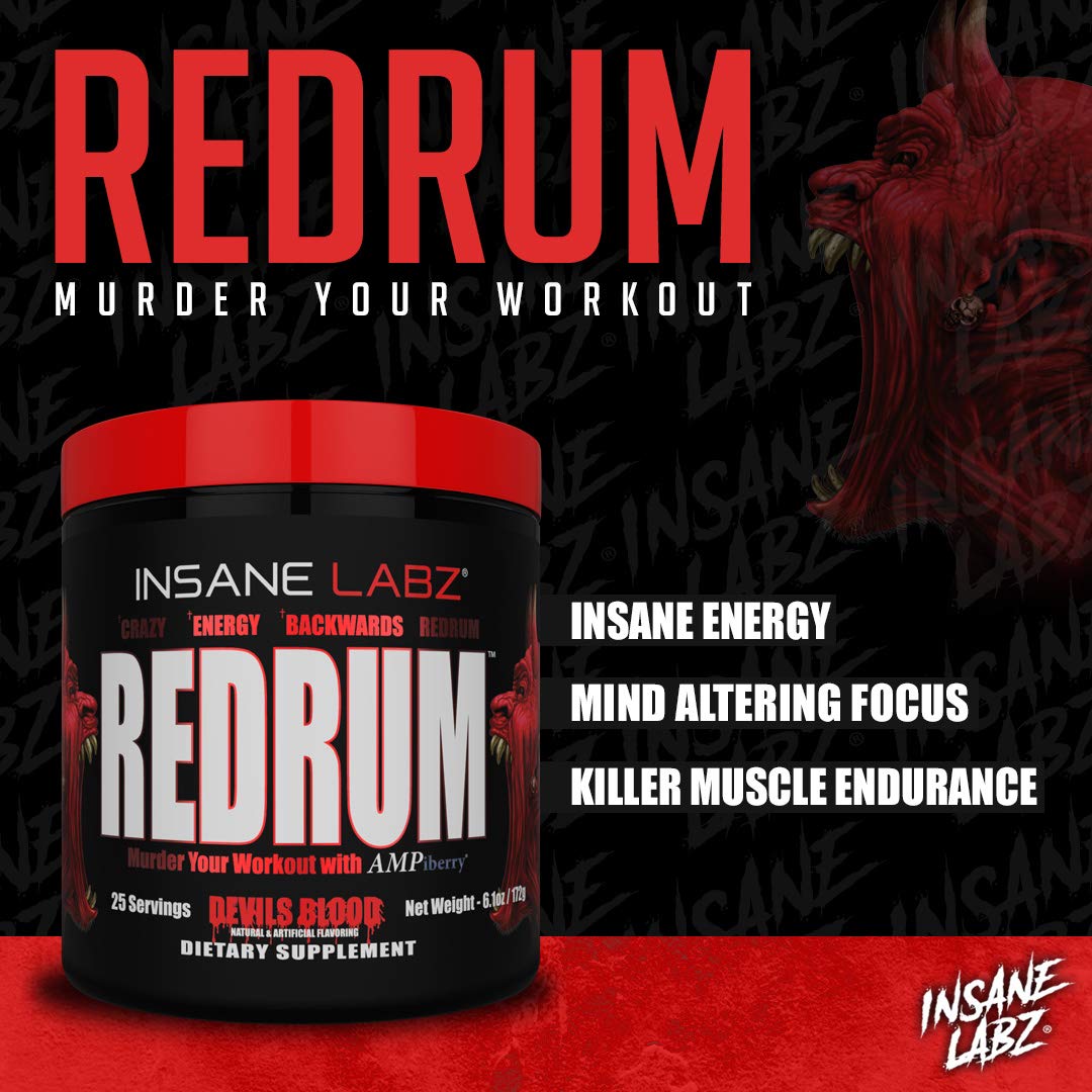 Insane Labz Redrum High Stim Pre Workout NO Booster Powder, Loaded with Beta Alanine Insane LabzAu supplements