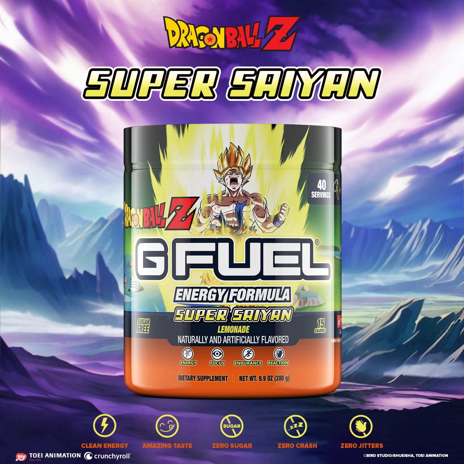 G fuel Dragon Ball Z Energy Powder, Sugar Free, Clean Caffeine Focus Supplement G fuelAu supplements
