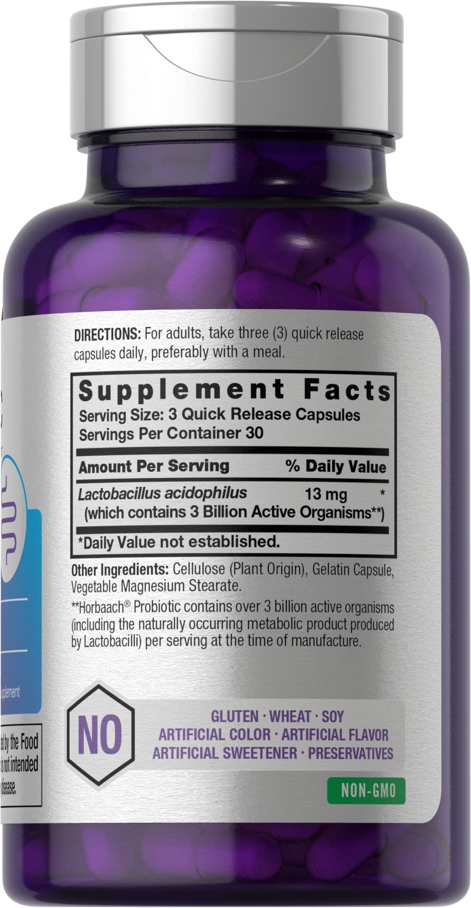 Probiotic for Women & Men's Digestive Health | 3 Billion CFU | 90 Capsules | Non-GMO HorbäachAu supplements