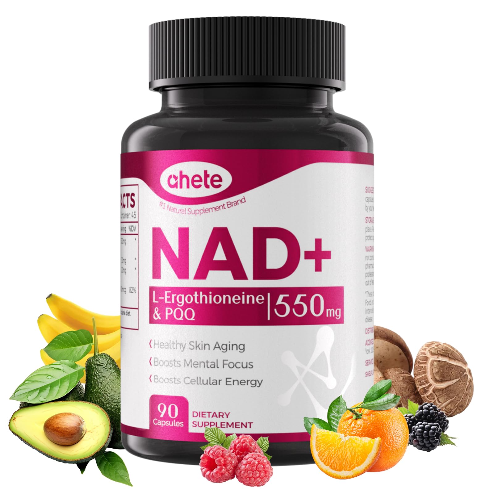Ahete NAD Supplement with L-Ergothioneine, PQQ, Vitamin B6, and NMNH Supplement - for Cellular Health, Energy Support and Healthy Aging for Women & Men - Vegetarian, Non-GMO, Gluten Free- 90 Capsules AheteAu supplements