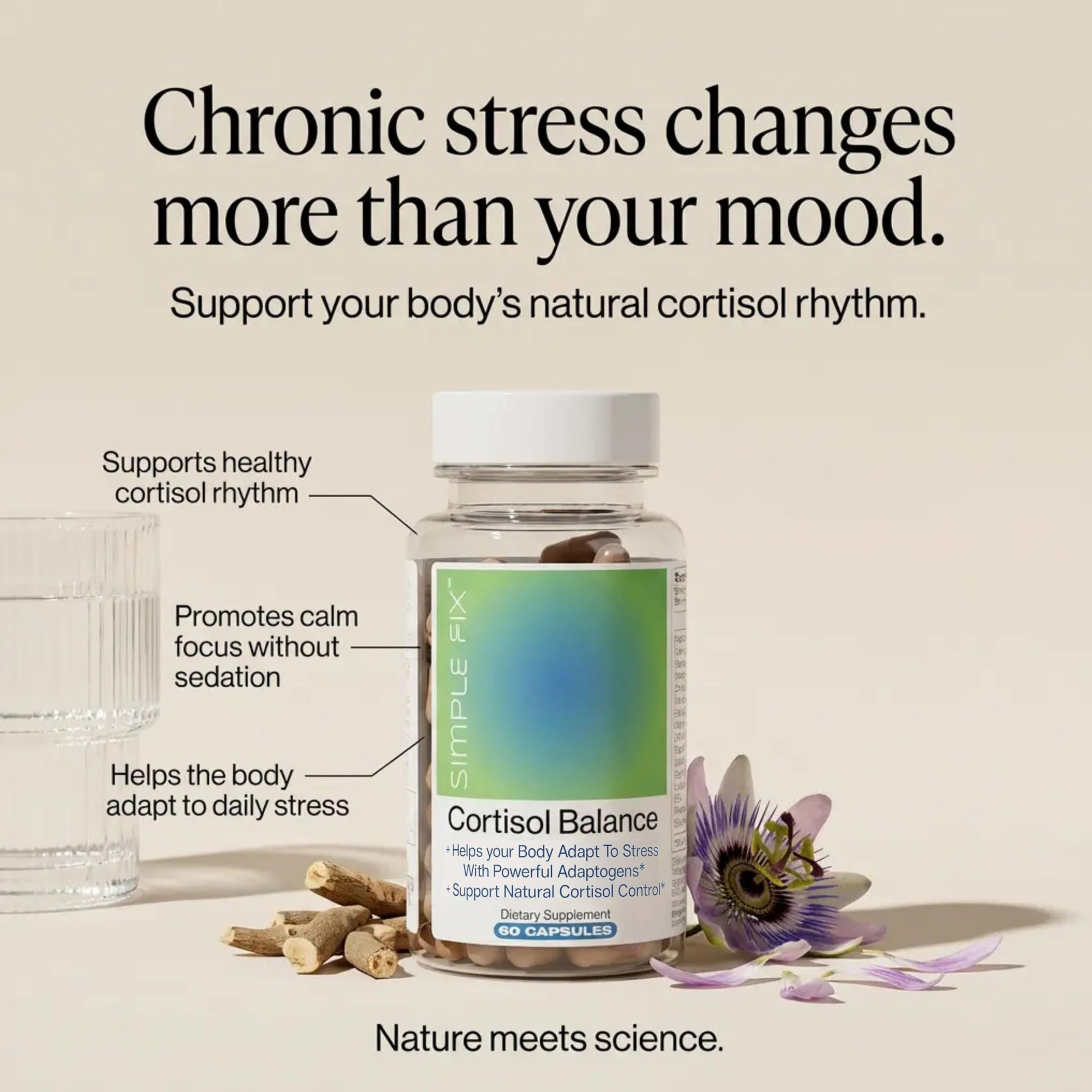 The Simple Fix Cortisol Balance Supplement – Supports Stress, Focus & Daily Energy – with Ashwagandha, Rhodiola Rosea, L-Theanine, Magnesium, Zinc & B6 – Adaptogen Formula – Vegan Capsules The Simple FixAu supplements