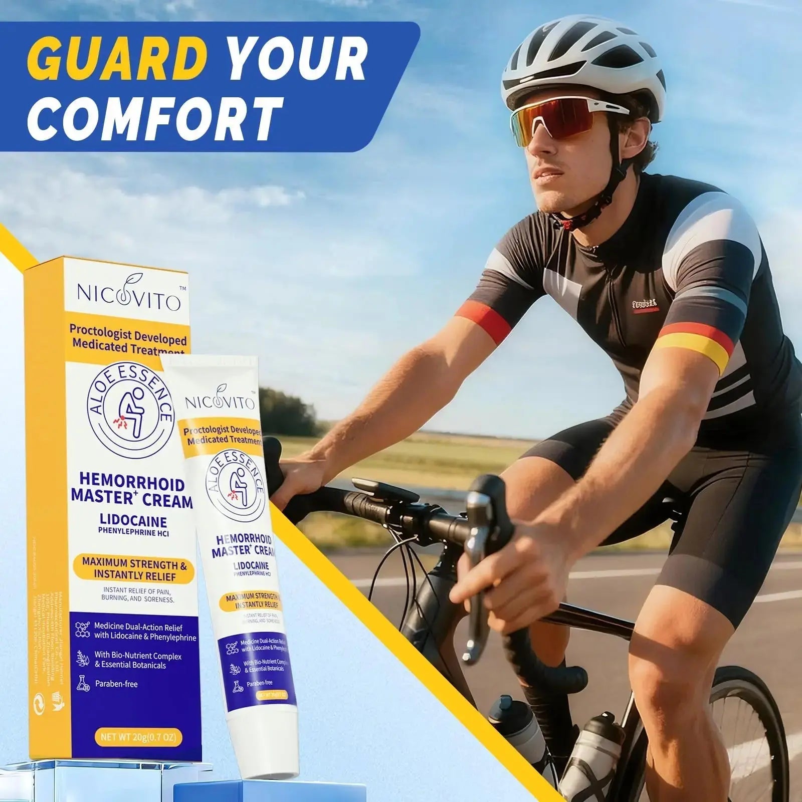 NICOVITO Hemorrhoid & Fissure Treatment Cream, 4% Lidocaine & Phenylephrine HCl Ointment, Maximum Strength Fast Relief for Pain, Itching & Swelling, External Use (0.7 oz) NICOVITOAu supplements