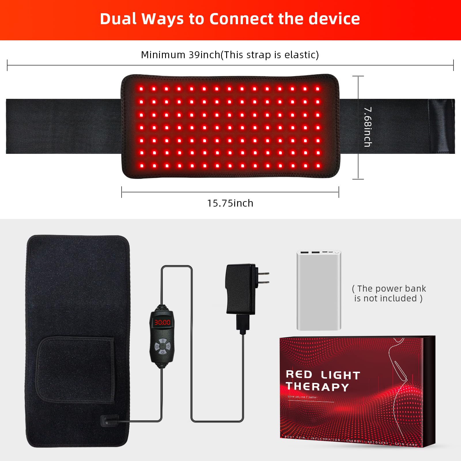 Red Light Therapy Infrared Light Therapy Heating Wrap Belt for Body Back Knee Shoulder Waist Muscle Pain AKYSUNAu supplements
