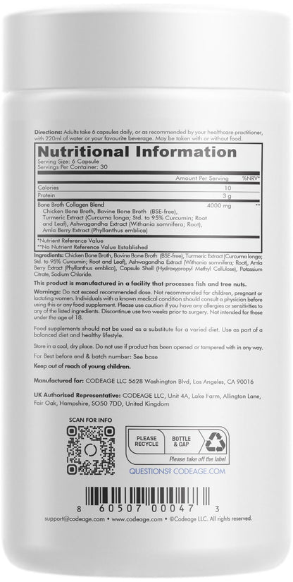 Codeage Bone Broth Collagen Capsules Grass Fed - Pasture Raised Chicken Bone Broth Collagen CodeageUS supplements