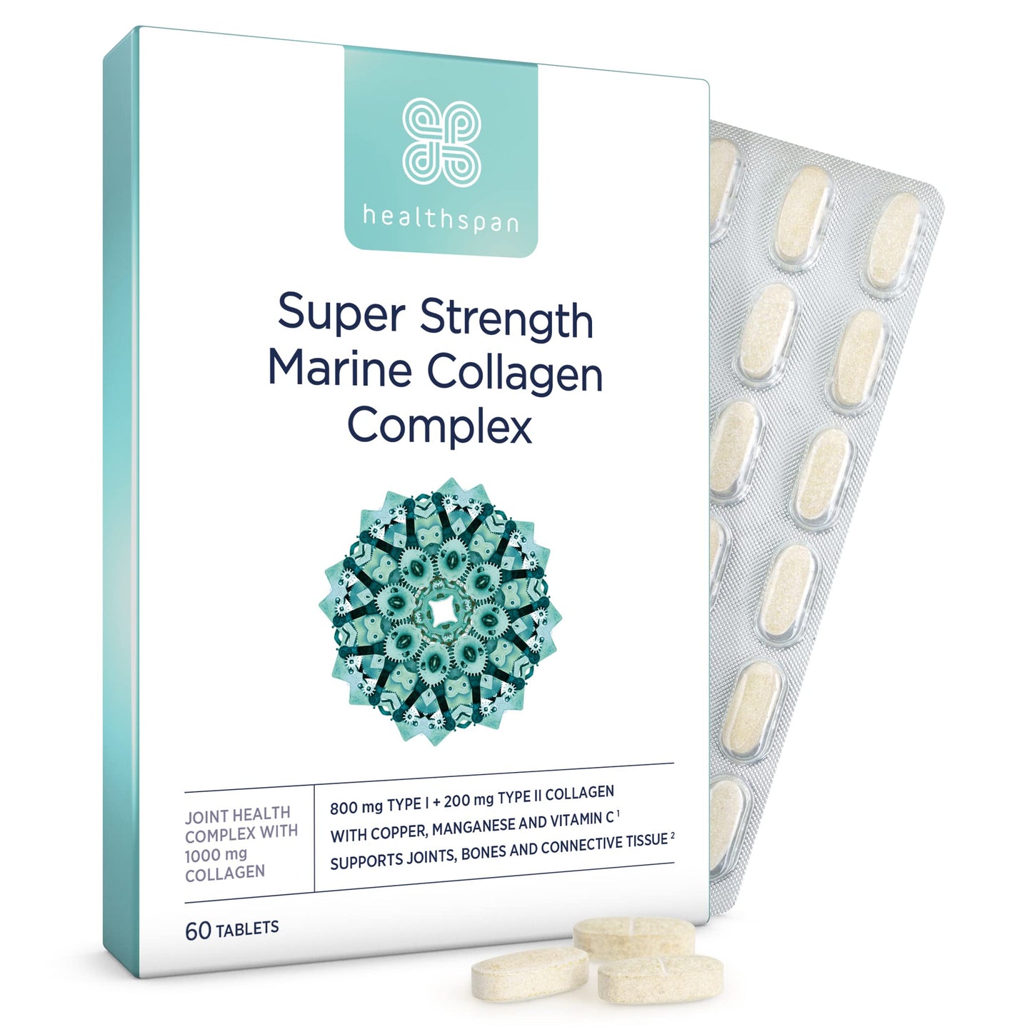 Healthspan 1,000mg Marine Collagen Complex 60 Tablets | 800mg Type I + 200mg Type II Collagen healthspanUS supplements