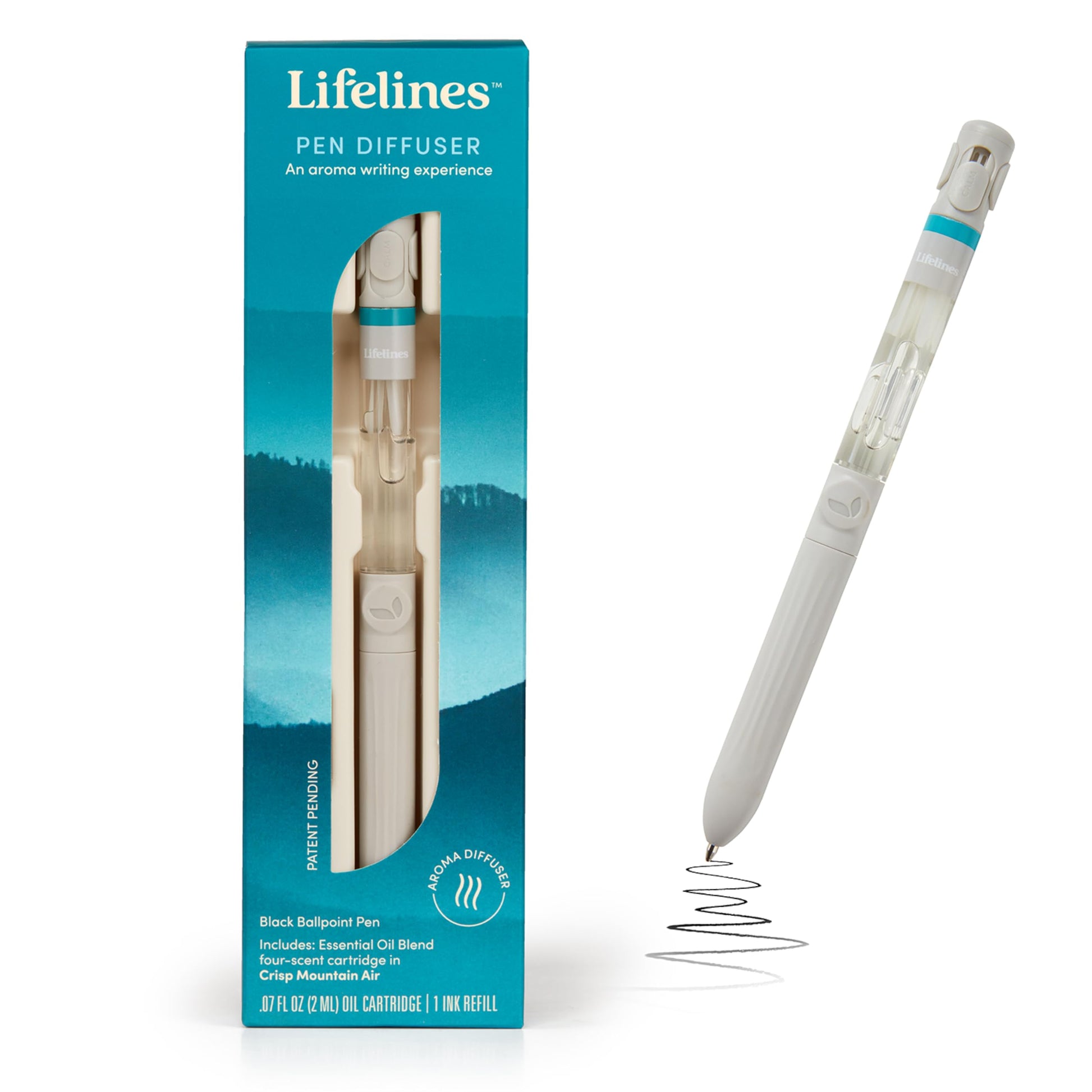 Pen Diffuser in Crisp Mountain Air Essential Oil Blends - Elegant 1.0mm Ballpoint Tip - Black Pen LifelinesAu supplements