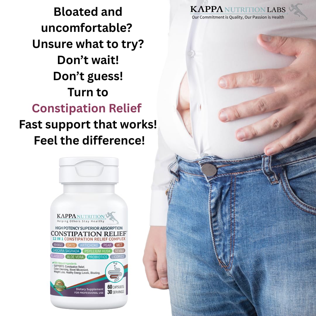 KAPPA NUTRITION Constipation Relief Supplement – Gentle Colon Cleanse for Regularity & Gut Health – Non-Habit Forming Formula with Fiber, Herbs & Probiotics – Non-GMO, 60 Capsules KAPPA NUTRITIONAu supplements