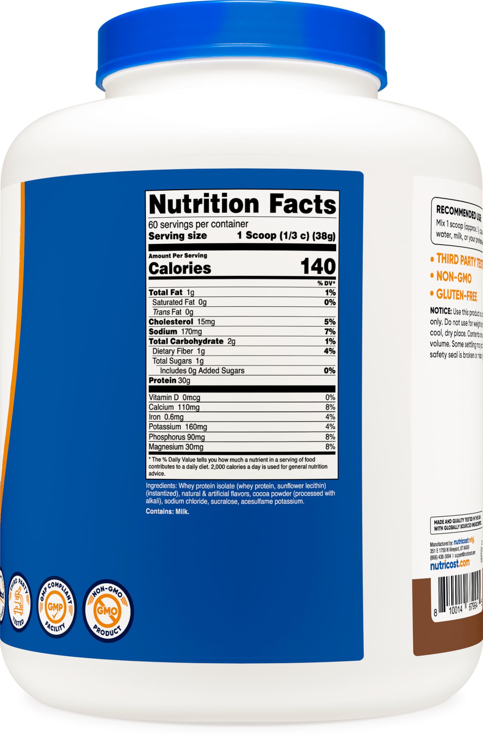 Nutricost Whey Protein Isolate (Mocha) 5LBS - Gluten Free & Non-GMO NutricostUS supplements