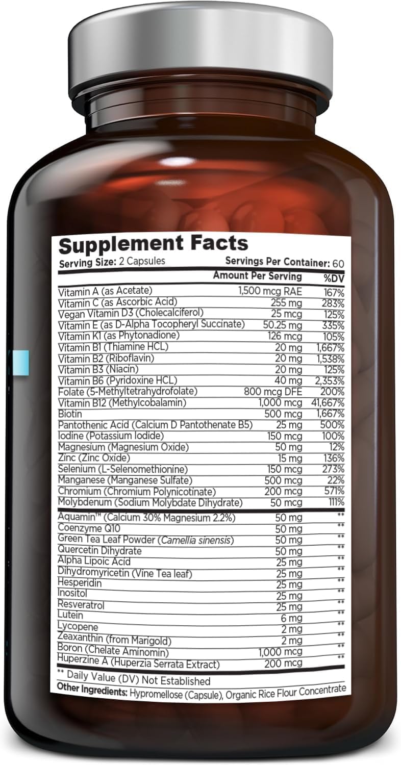 OmniBiotics Ultimate Daily Multivitamin for Women & Men – 34 Essential Ingredients Including Vitamin A, C, D, E, B6, B12, Biotin, Zinc – 120 Vegan Capsules OmniBioticsUS supplements