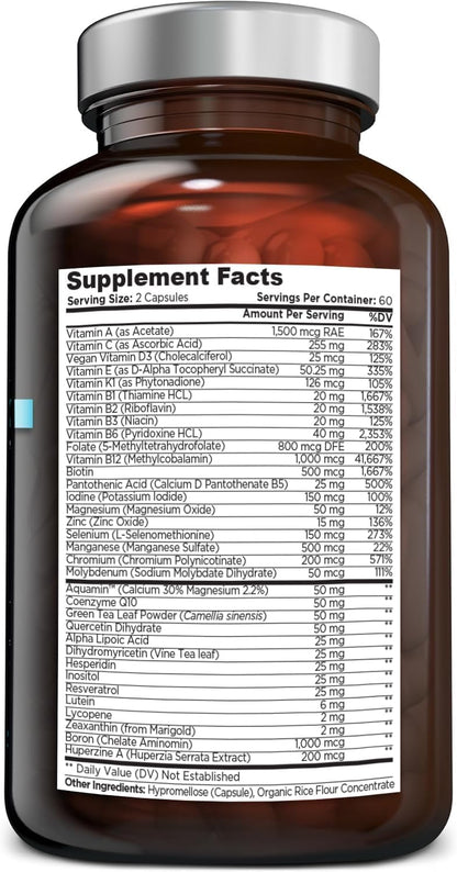 OmniBiotics Ultimate Daily Multivitamin for Women & Men – 34 Essential Ingredients Including Vitamin A, C, D, E, B6, B12, Biotin, Zinc – 120 Vegan Capsules OmniBioticsUS supplements