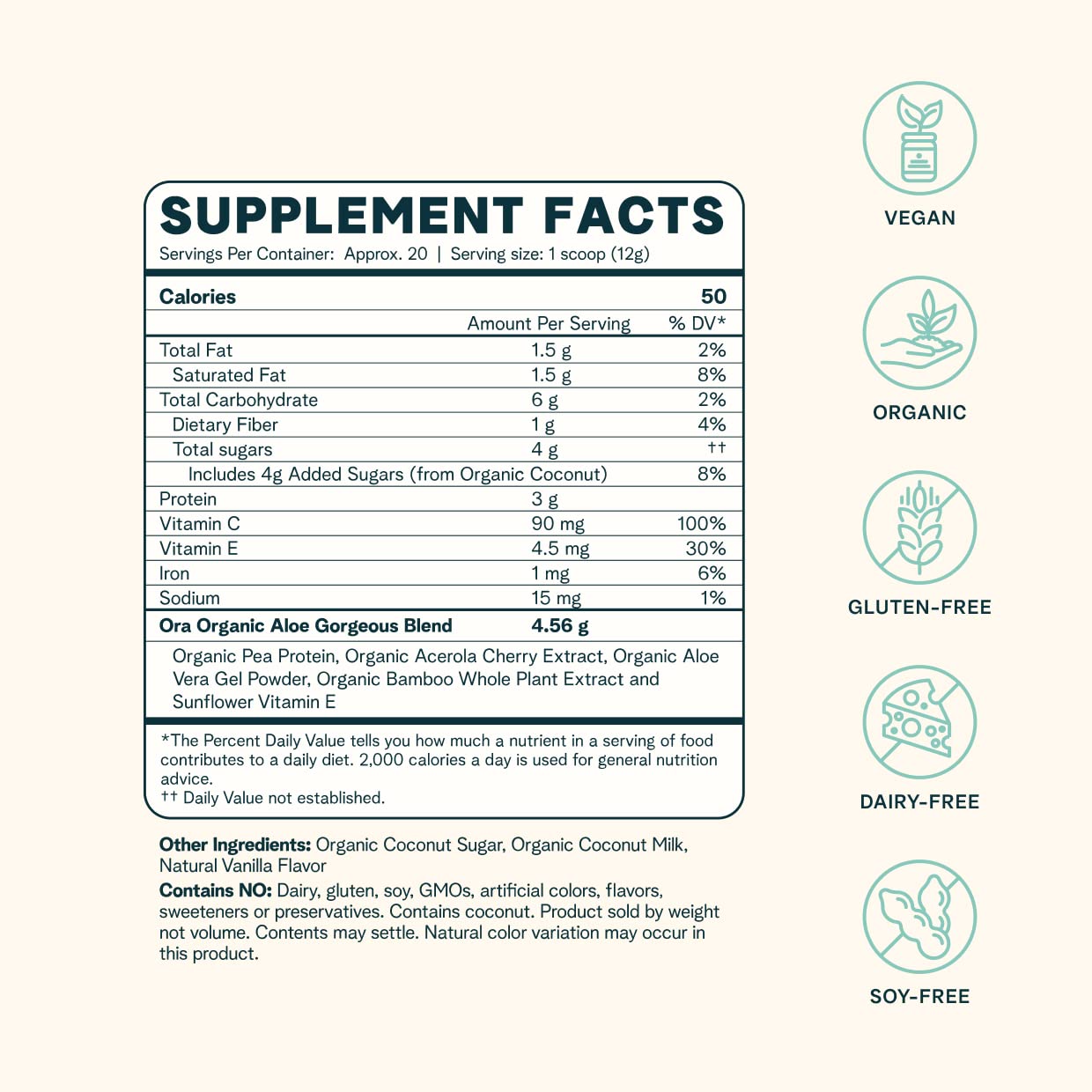 Ora Organic Vegan Collagen-Boosting Powder for Women and Men - Hair, Skin, & Nails Support - Bamboo Silica, Plant-Based Protein, Organic Vitamin C, Aloe Vera - Vanilla Flavor, 20 Servings Ora OrganicUS supplements