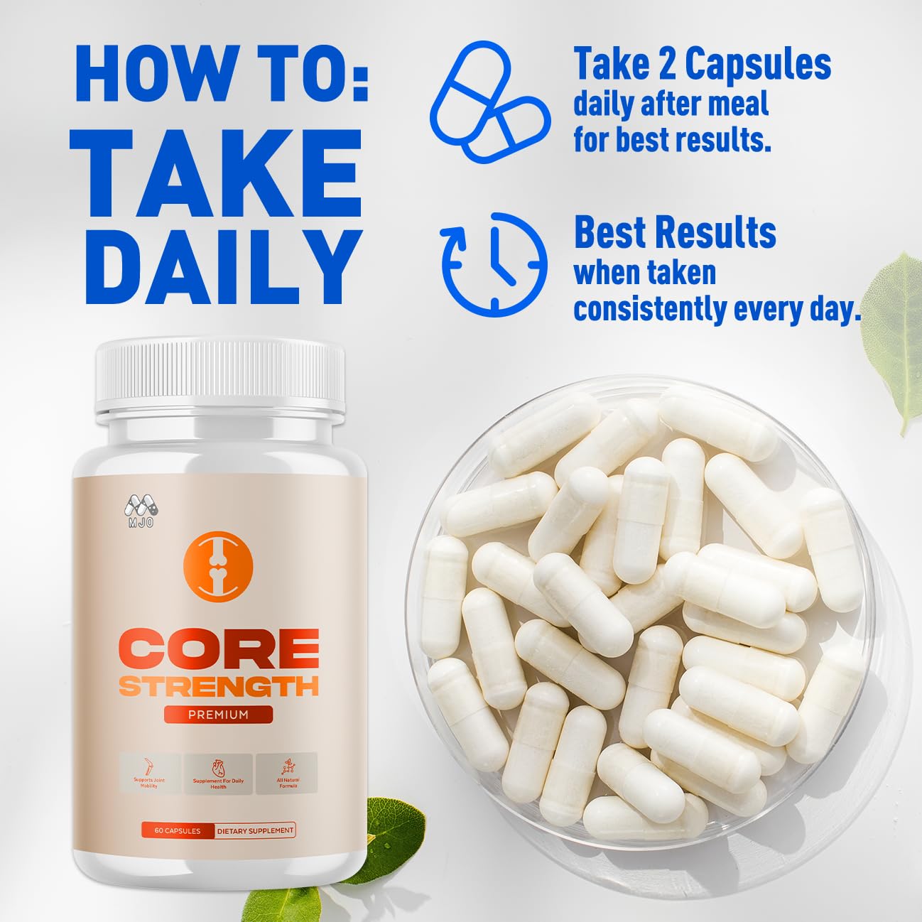Core Strength Joint Support Capsules, Official Core Strength Supplement Pills with All Natural Ingredients, Advanced Overall Health and Wellness Support with Max Strength Multivitamins (60 Capsules) MJOAu supplements