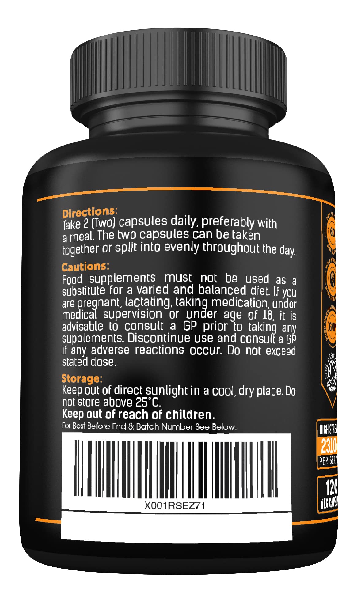 Organic Ashwagandha Capsules 1200mg Boosted with 100mg of Organic KSM-66 SS Sport SuppliesUS supplements