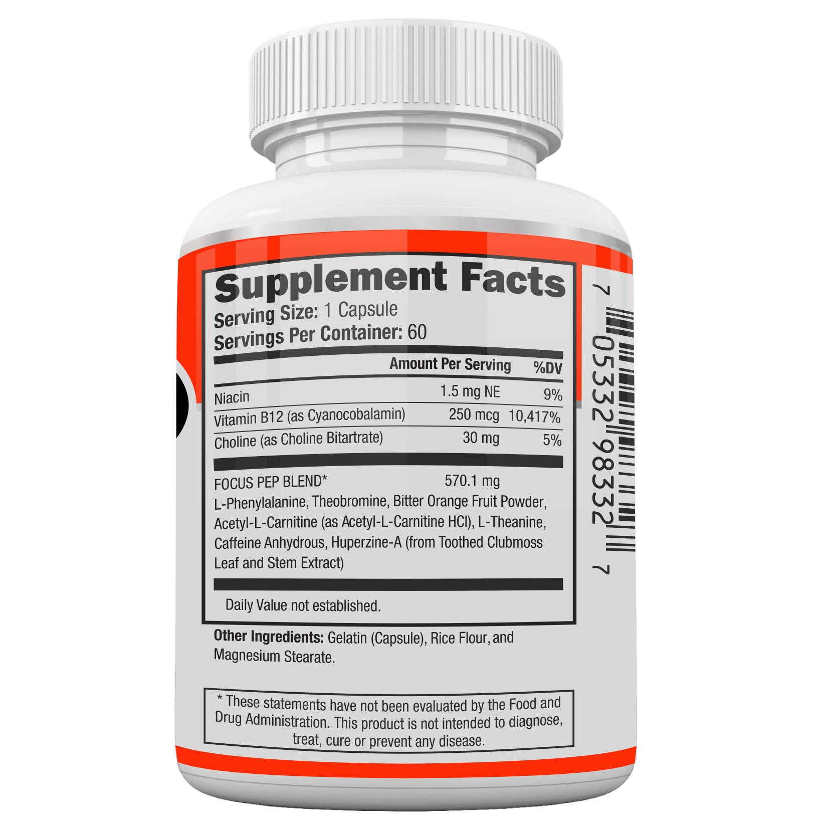 Focus Pep- Over The Counter Stimulants to Speed Up Naturally | Study Alternative and Best Energy Supplements for Nootropic Brain Boosting, 60 Pills Focus PepAu supplements