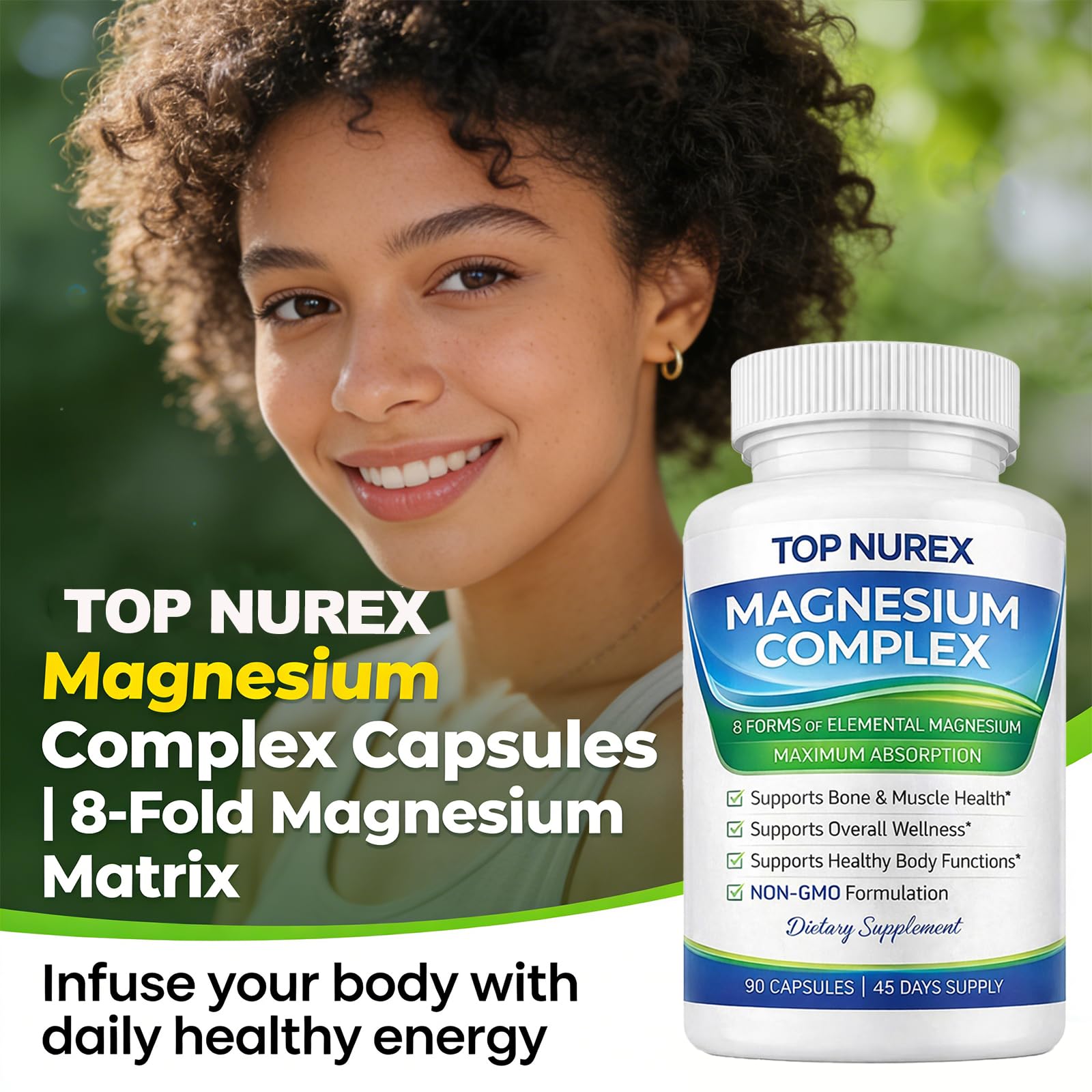 Top Nurex Magnesium Complex 1000 mg, 8-Source Magnesium Blend with Glycinate, Citrate, Malate & Taurate, Vegan Formula, Non-GMO, 90 Capsules Top NurexAu supplements