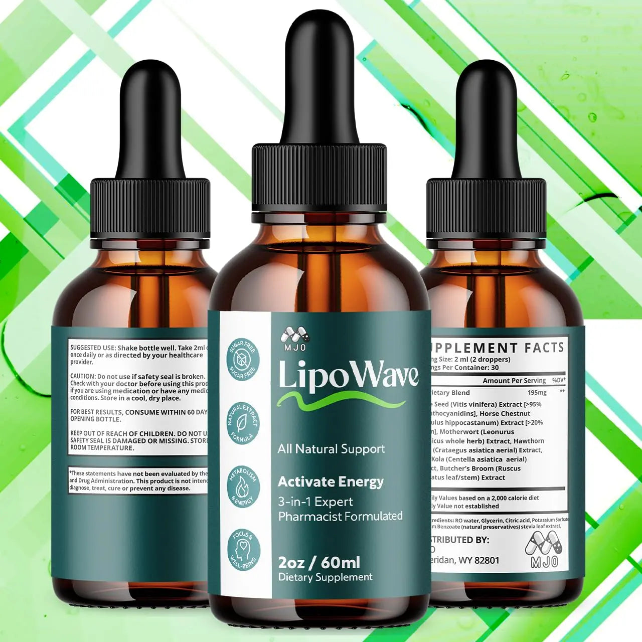 (2 Pack) Lipowave Drops, Official LipoWave Drops with All Natural Ingredients, Advanced Overall Health and Wellness Vitamin Supplement Formula for Maximum Strength Multivitamin Support (60 Servings) MJOnz supplements