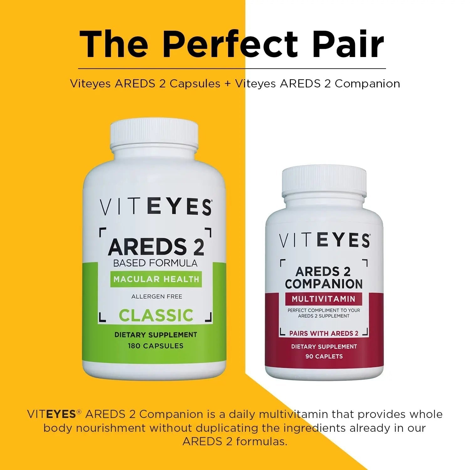 Viteyes AREDS 2 Capsules and Viteyes Multivitamin AREDS 2 Companion, Single Daily Dose Eye Vitamins, 3 Month Supply ViteyesAu supplements
