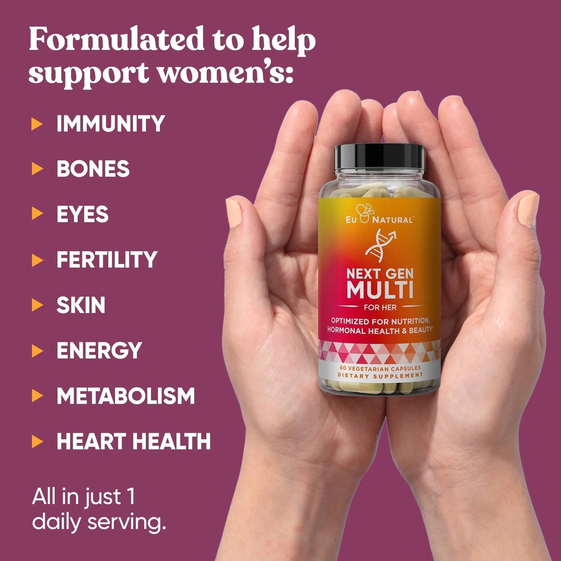 Next Gen Multivitamin for Women – 22 Optimized Vitamins for Immunity, Beauty, Brain, Energy, Bones and Heart – Vitamin C, D, E, K, Iron, B6 and DHA Eu NaturalAu supplements