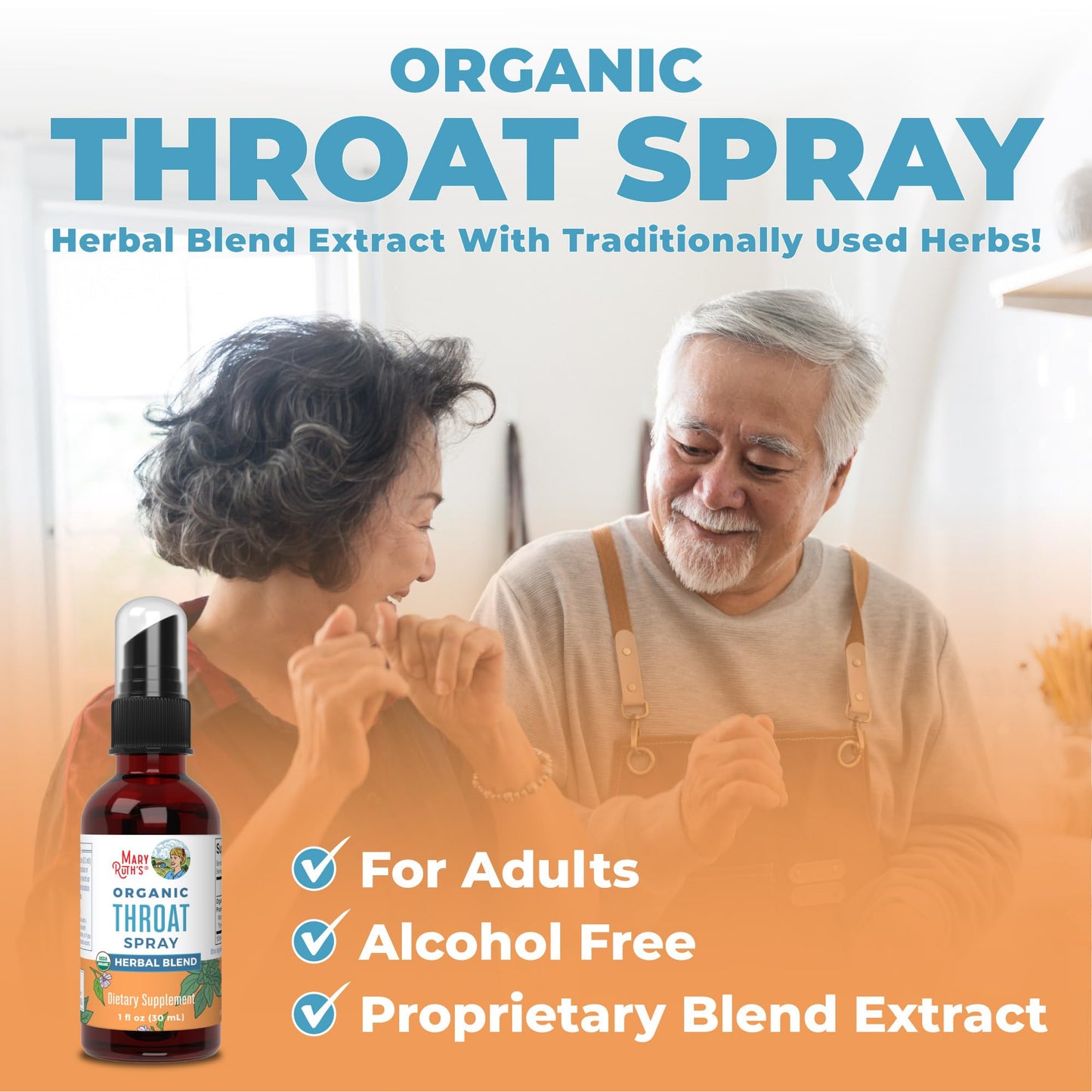 MaryRuth Organics USDA Organic Throat Spray with Mullein Leaf | Marshmallow Root & Licorice Root & Thyme Leaf | 4 Herbal Blend | Non-GMO | Vegan | Gluten Free | 1 Fl Oz | Up to 100 Servings MARYRUTH'SUS supplements