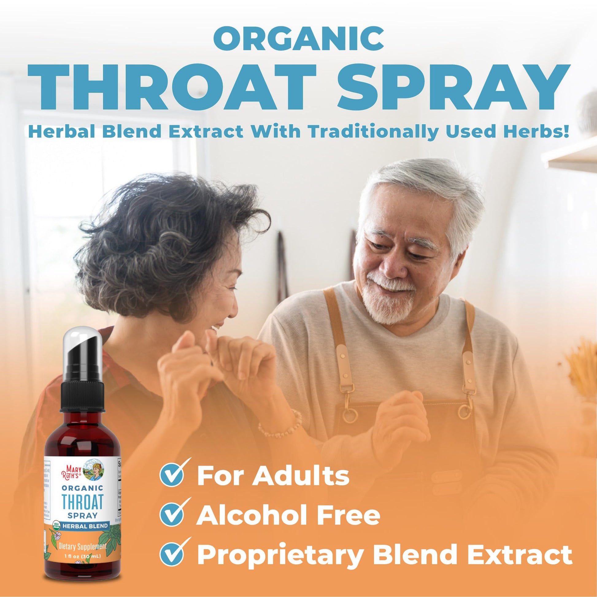 MaryRuth Organics USDA Organic Throat Spray with Mullein Leaf | Marshmallow Root & Licorice Root & Thyme Leaf | 4 Herbal Blend | Non-GMO | Vegan | Gluten Free | 1 Fl Oz | Up to 100 Servings MARYRUTH'SUS supplements