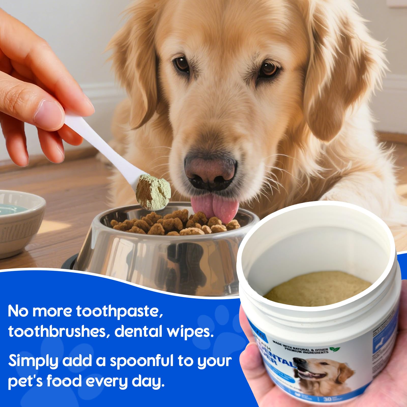 Dog Teeth Cleaning Powder - Dental Powder for Dogs Teeth - Plaque Removal - Supports Gum Health - Tartar Remover with Natural Herb Blend and Postbiotics 30 Day Supply - Mint Flavor ARMOYAAu supplements