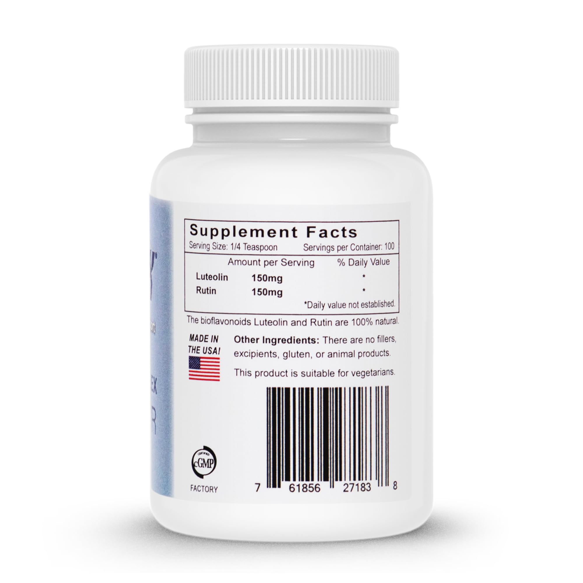 Lutimax Luteolin Complex Powder Brain Supplement with Rutin - Nootropic Brain Supplements for Memory and Focus to Improve Brain Health - Antioxidant Supplement for Immune Support - 100 Servings Solo LutiAu supplements