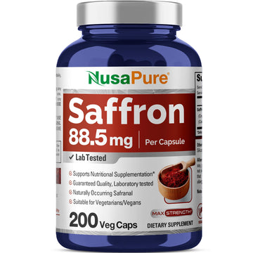 NusaPure Saffron Extract 88.5mg 200 Veggie Caps (Vegetarian, Non-GMO, Vegan) NusaPureAu supplements