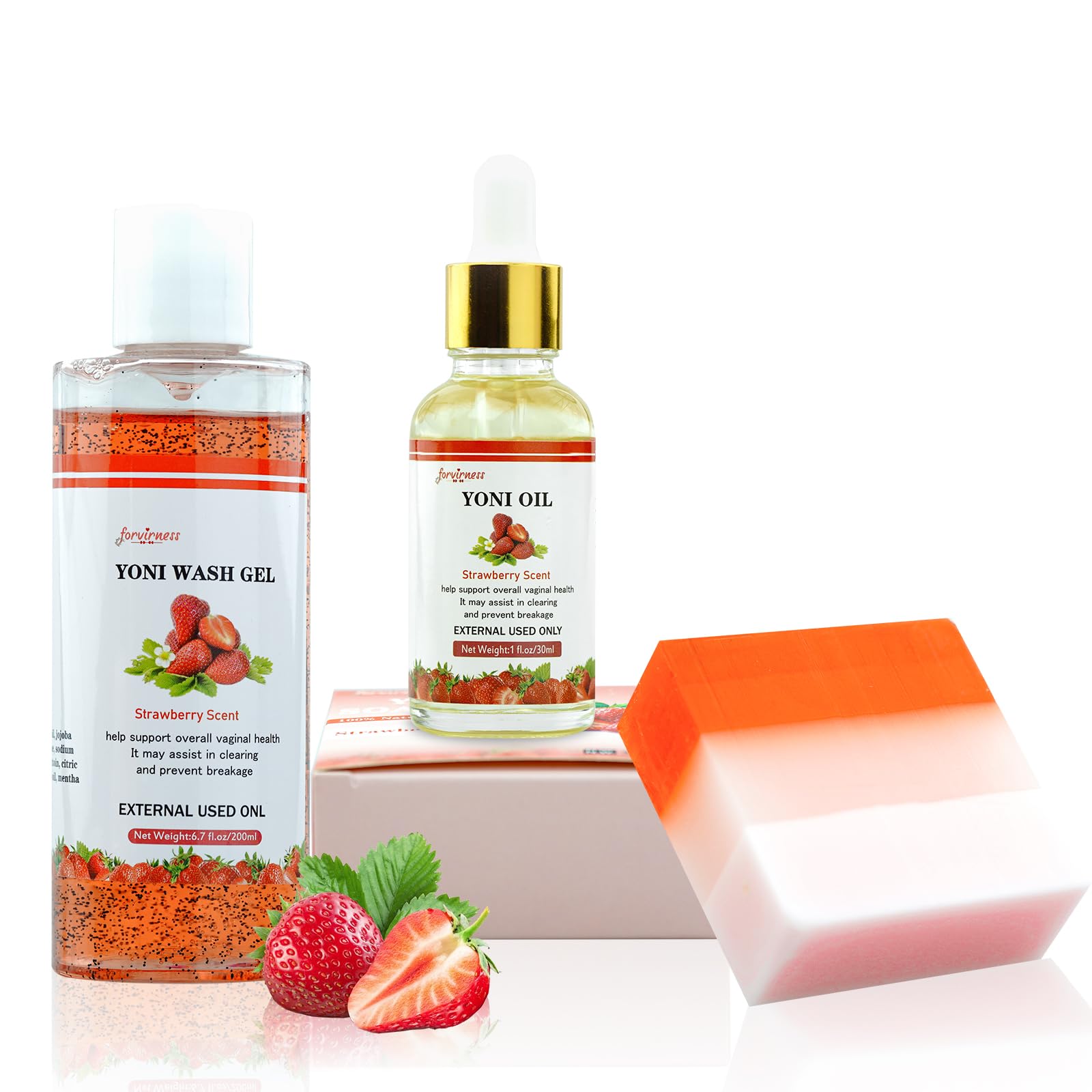 Yoni Wash Yoni Oil Yoni Bar Soap for Women PH Balance, Strawberry Body Oil, Feminine Wash forvirnessAu supplements