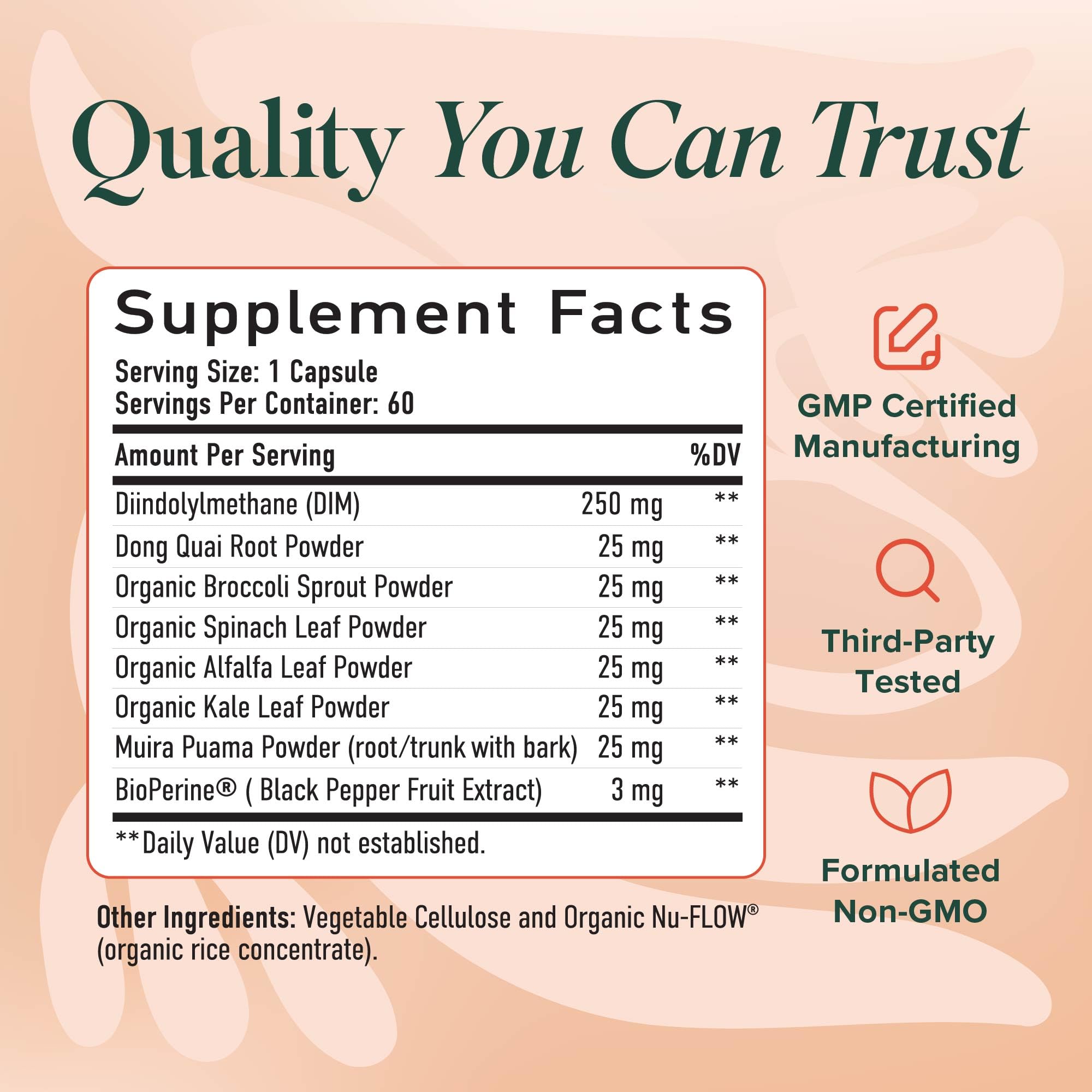 DIM Supplement for Women 250 mg | Estrogen & Hormone Balance | Menopause, Hot Flashes & Night Sweats Support | DIM Complex Estrogen Supplement for Women | with BioPerine | Gluten-Free | 60 Ct SMNutritionAu supplements