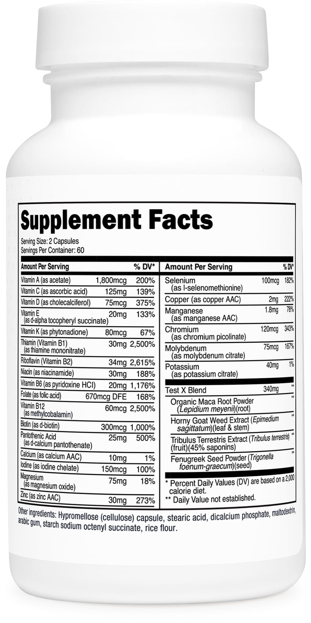 Type Zero Multivitamin Capsules for Men (120 Capsules) (1200 mg) - Gluten-Free, 60 Servings Type ZeroUS supplements