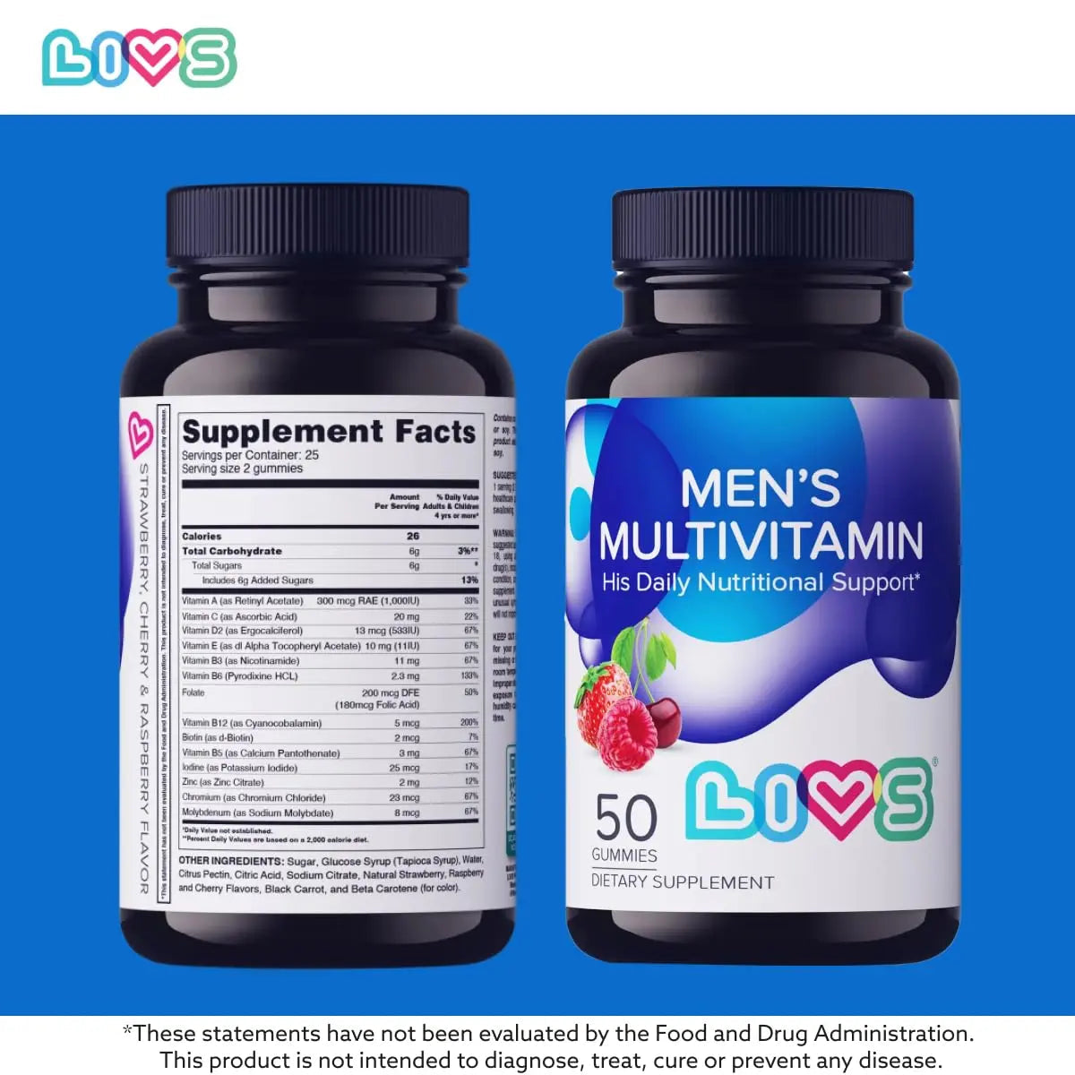 LIVS Men’s Multivitamins Gummies | Chewable Multivitamins for Men Health, Iron & Immune Support | Daily Vitamins with Zinc, Vitamin D3, B12, Biotin & More | LIVSAu supplements