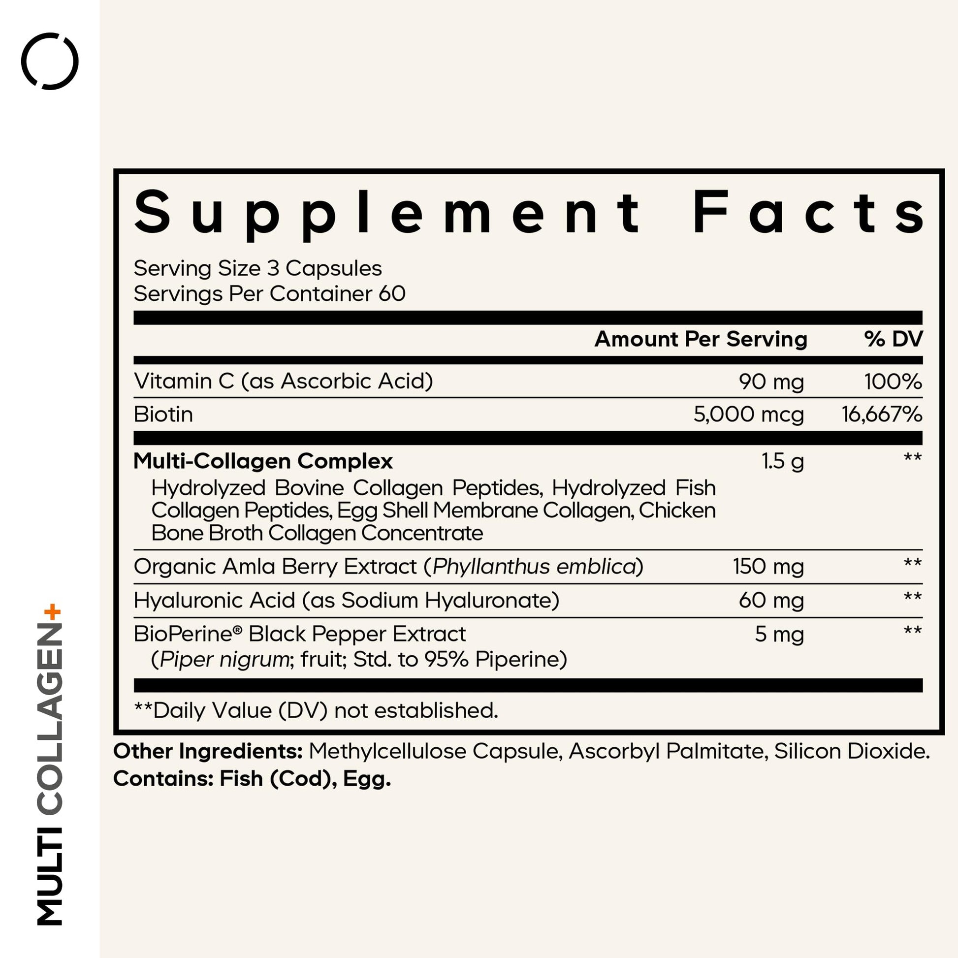 Codeage Multi Collagen+ Supplement with Vitamin C, Biotin 5000 mcg, Hyaluronic Acid, Amla Berry, BioPerine - 5 Types of Collagen Grass-Fed, Pasture-Raised - 2-Month Supply - Non-GMO - 180 Capsules CodeageAu supplements