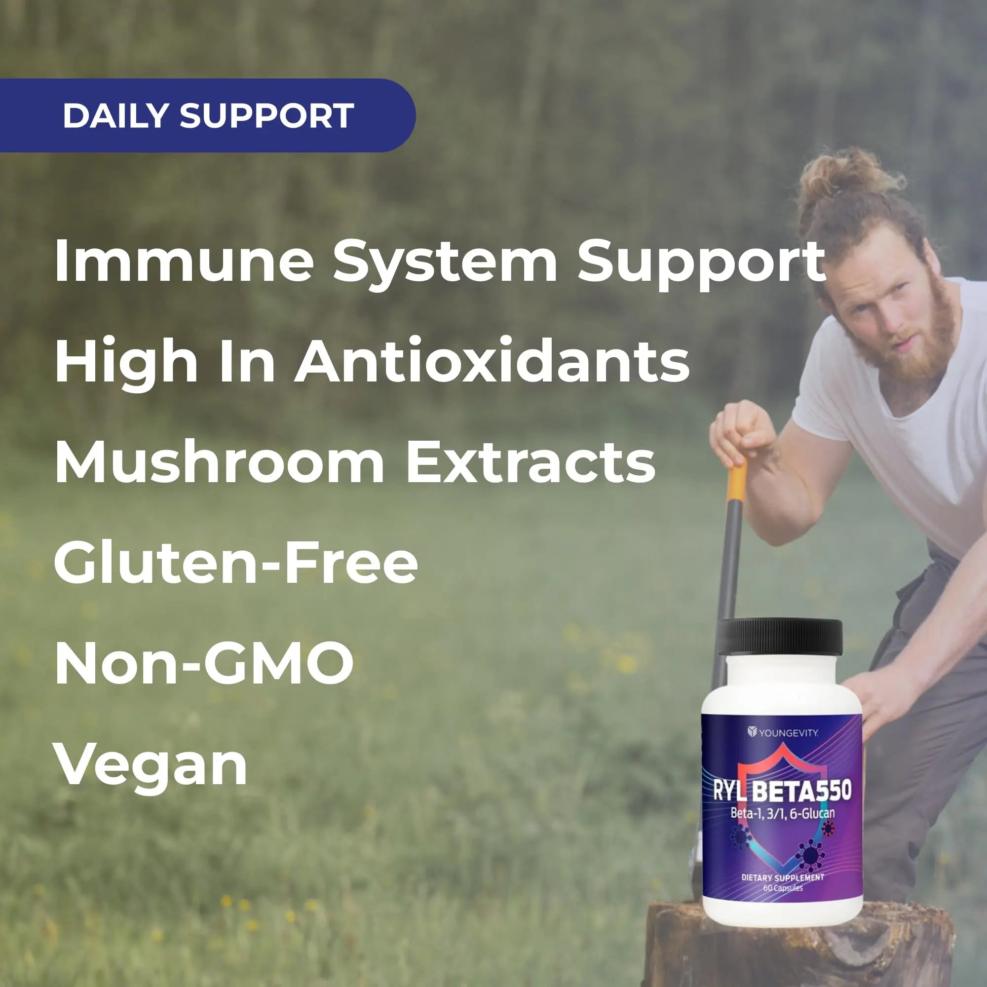 Youngevity RYL Beta550 Beta 1, 3-D Glucan Immune Support - 60 Capsules (Pack of 1) Youngevitynz supplements