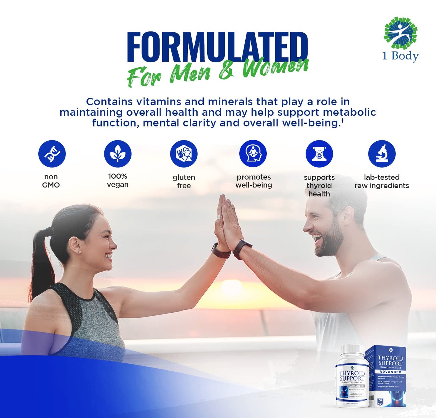 1 Body Thyroid Support Supplement for Women and Men - 2 Pack 60 Days 1 BodyUS supplements