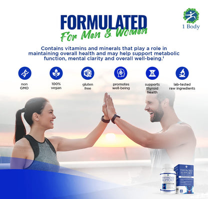 1 Body Thyroid Support Supplement for Women and Men - 2 Pack 60 Days 1 BodyUS supplements
