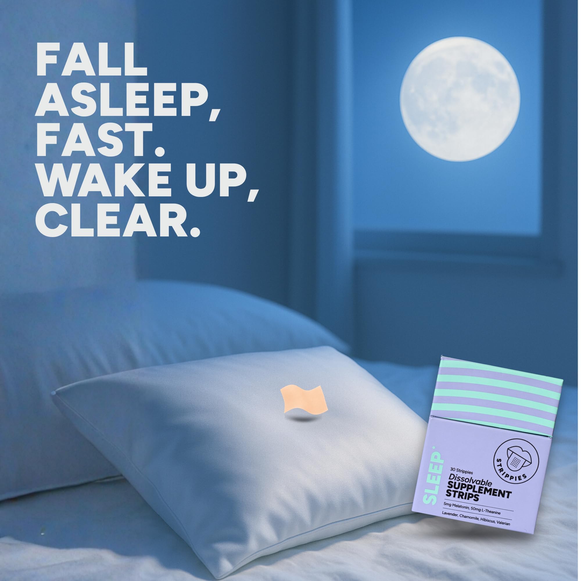 STRIPPIES Dissolvable Sleep Strips – Fast-Acting Melatonin 5mg with L-Theanine, Lavender, Chamomile, Hibiscus & Valerian – Natural Cranberry Flavor – 90 Strips STRIPPIESAu supplements