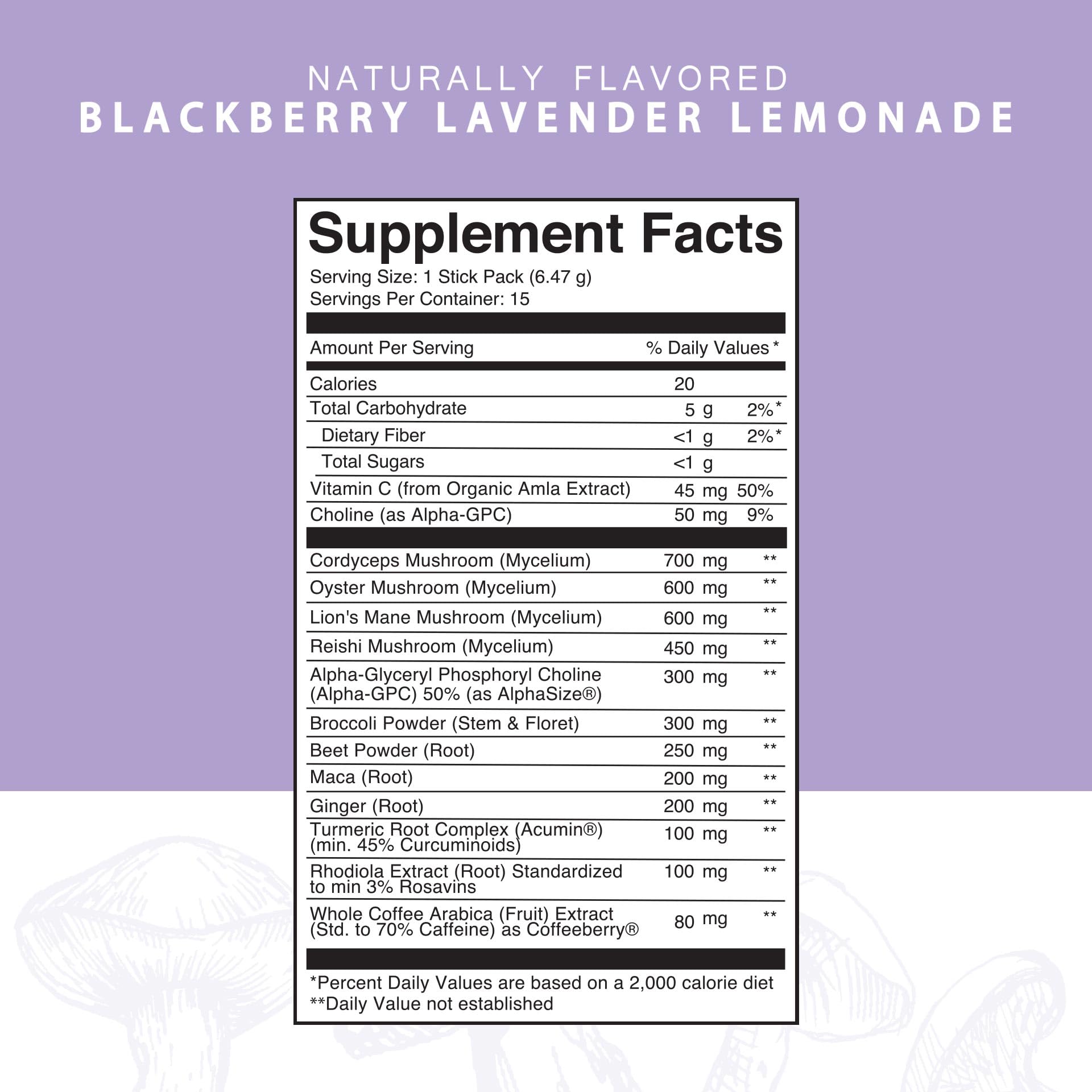 Roots Focus Brain Supplement - Nootropic Mushroom Supplement Powder for Memory, Focus, Energy - Lion's Mane, Cordyceps, and Reishi Mushrooms with Caffeine - Blackberry Lemonade, 15 On the Go Packets Silver Star NutritionAu supplements