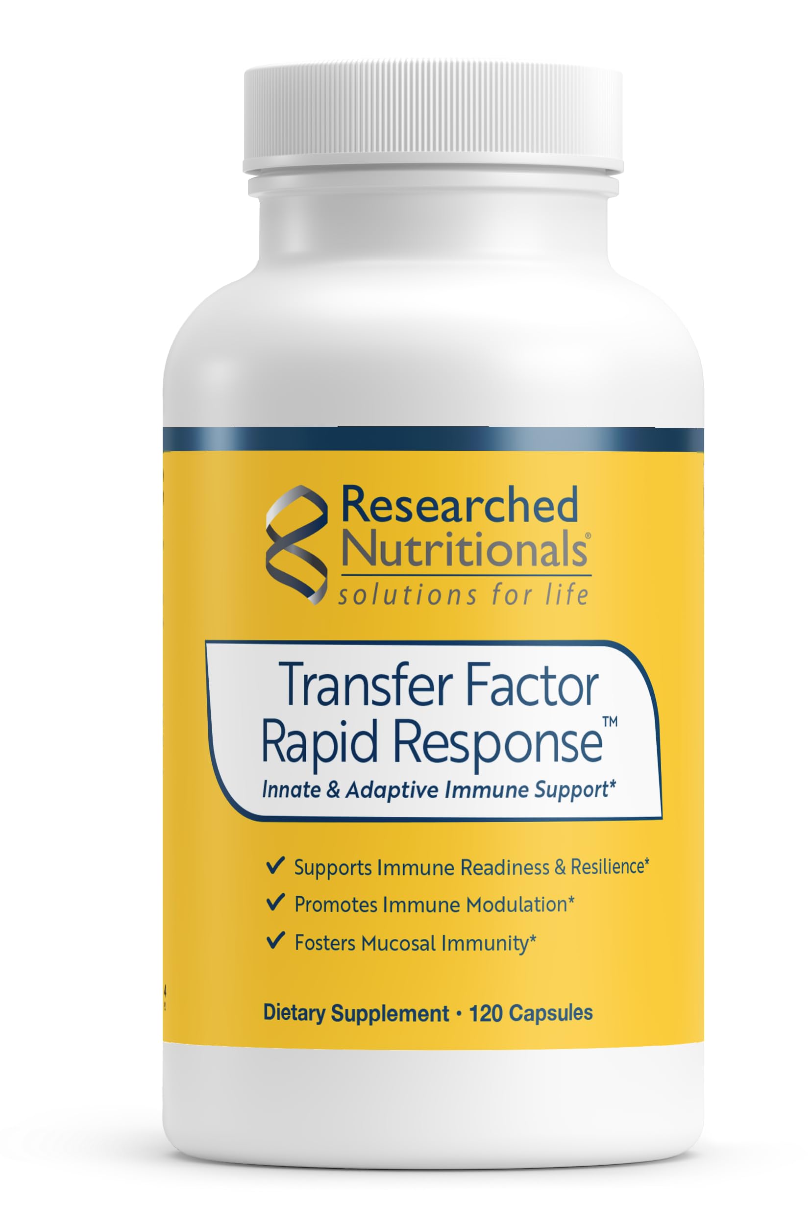 Researched Nutritionals Transfer Factor Rapid Response Immune Support Supplement - Colostrum Blend with Beta Glucan, IP-6 & Lactoferrin, Fast-Acting Innate & Adaptive Immune Modulation (120 Capsules) Researched NutritionalsAu supplements