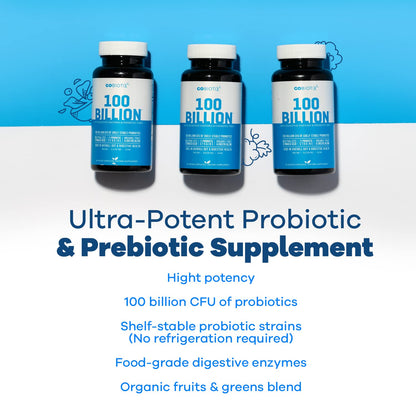 100 Billion - Probiotics and Prebiotics Supplement Pills - Digestive Enzymes and Prebiotic GOBIOTIXUS supplements