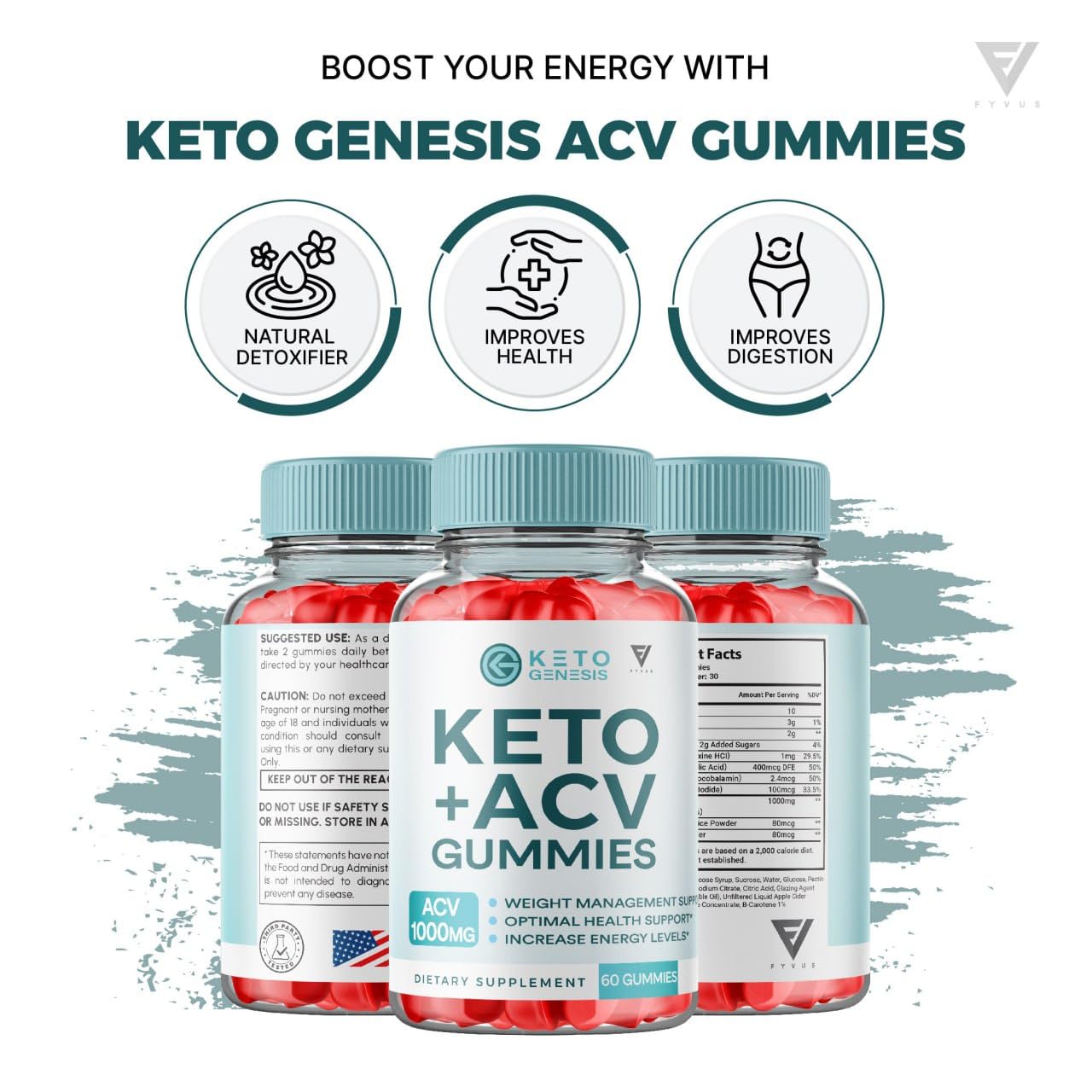 Keto Genesis Keto ACV Gummies Advanced Weight Loss, Ketogenesis Keto + ACV 1000MG FyvusUS supplements