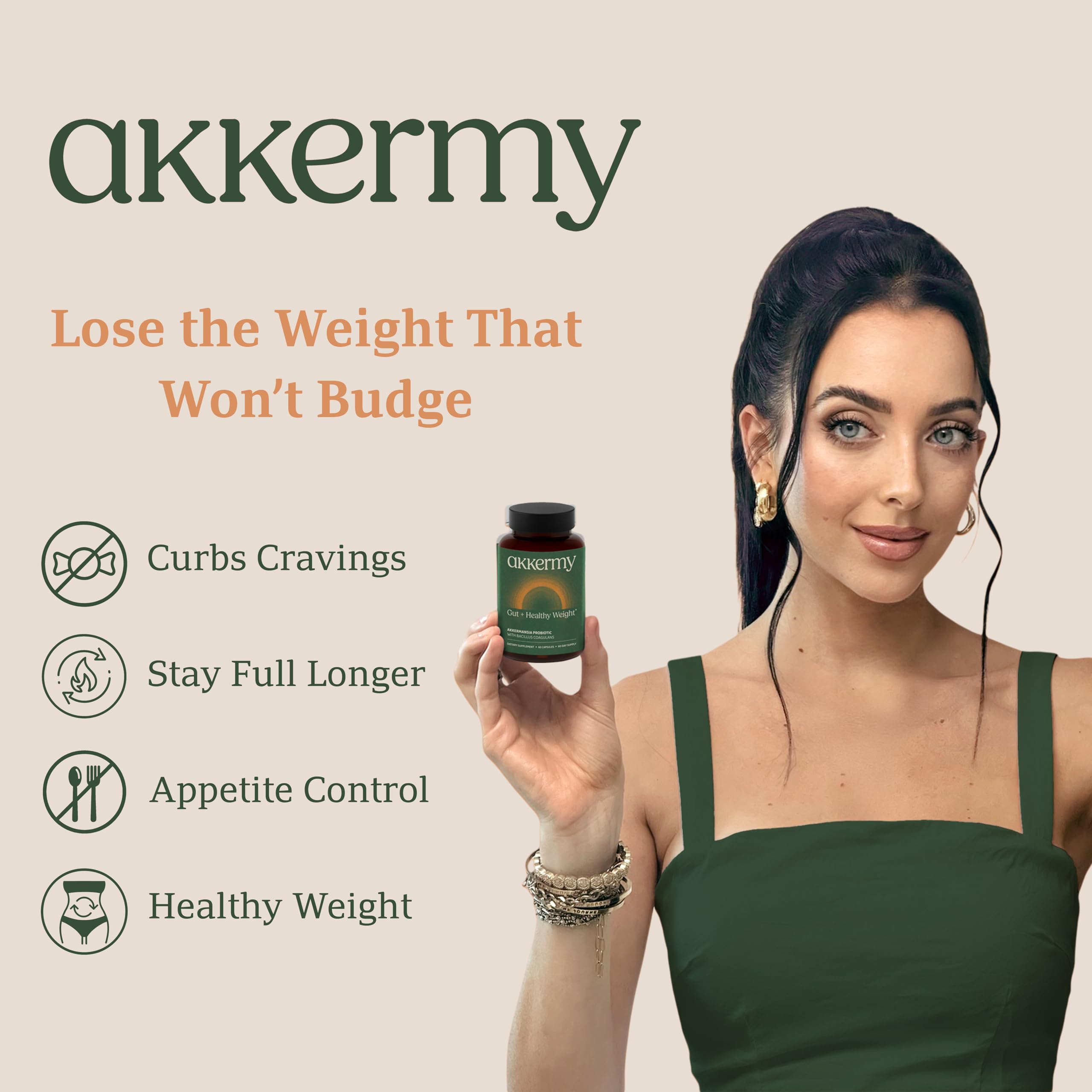 Akkermansia Probiotic for Appetite Suppressant & Craving Control | Increases GLP-1 for Weight Loss | 60 Day Supply | Made in USA | Bacillus Coagulans, B2, D3 & Chromium | SIBO Friendly, Vegan AkkermyAu supplements