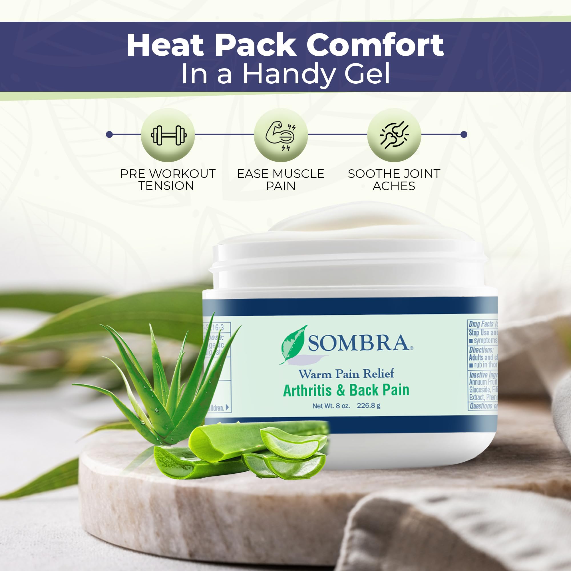 Sombra Warm Pain Relief Gel, Warm Relief for Arthritis and Chronic Pain Pre-Workout Muscle Rub Vegan Formula Free of Artificial Fragrances, Dyes, NSAIDs, Wax, Petroleum, Alcohol - 8oz (2 Pack) SombraAu supplements